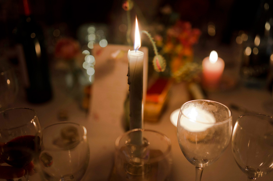 éclairage bougie table de mariage