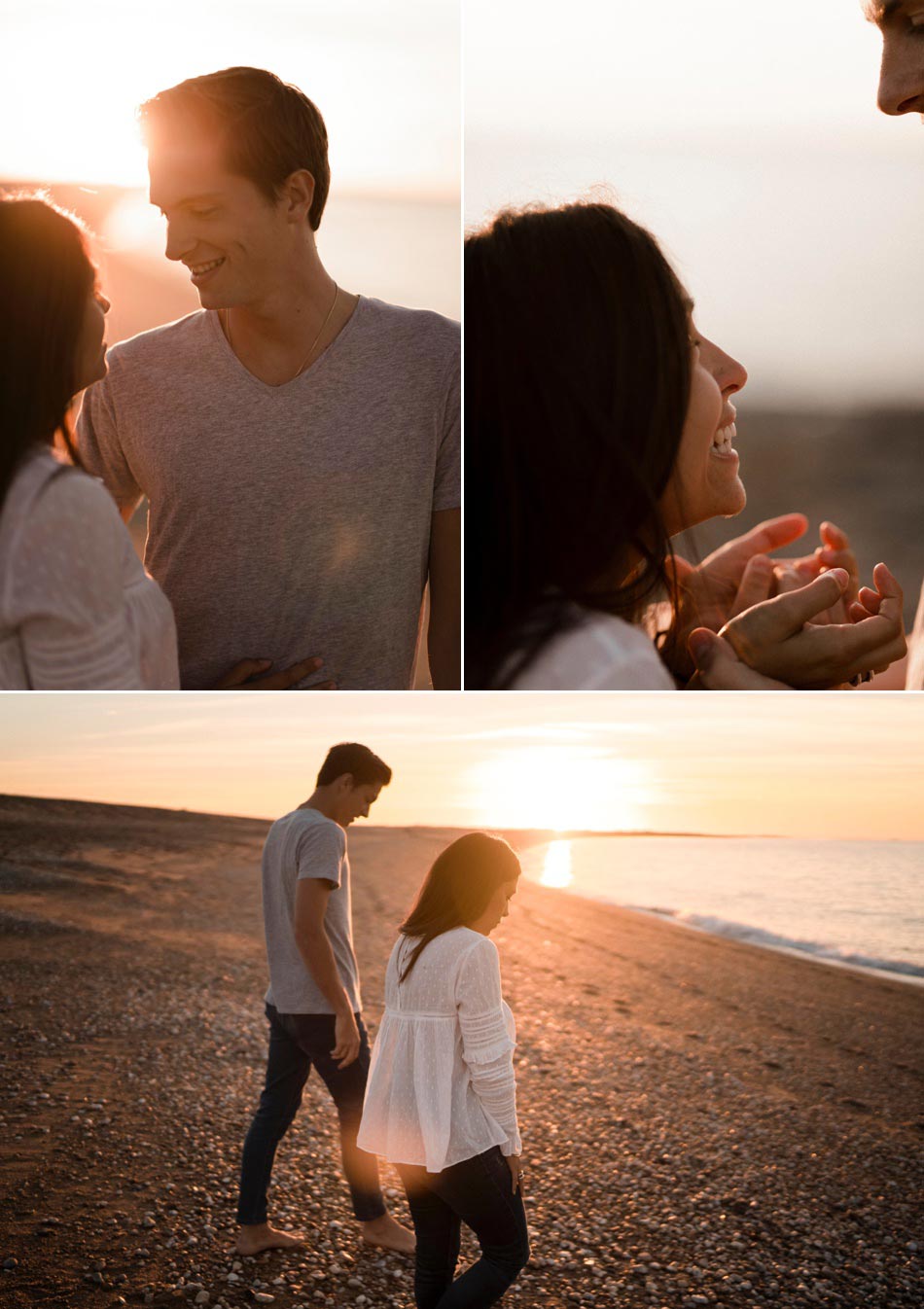 couple sur une plage au coucher du soleil