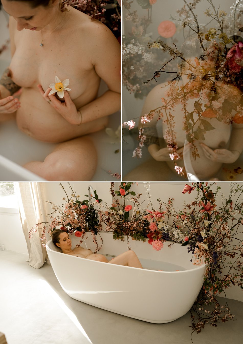 photos grossesse bain fleuri