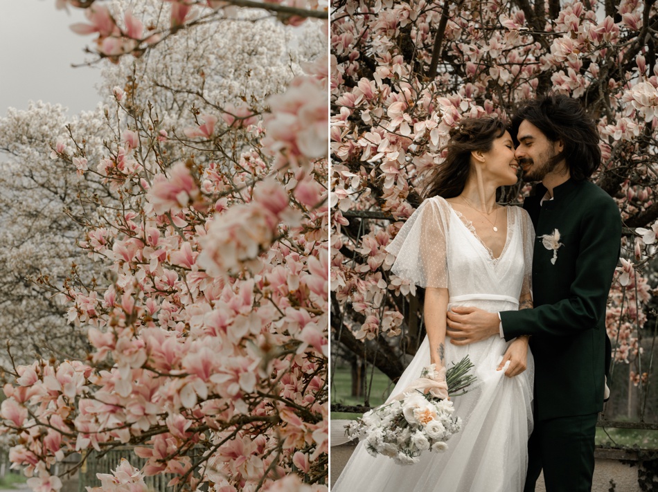 couple de mariés magnolias