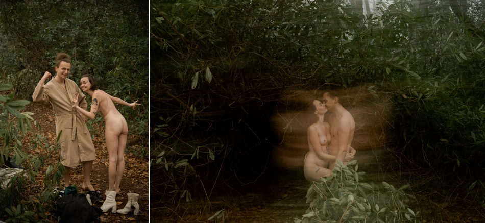 séance couple nus dans les bois