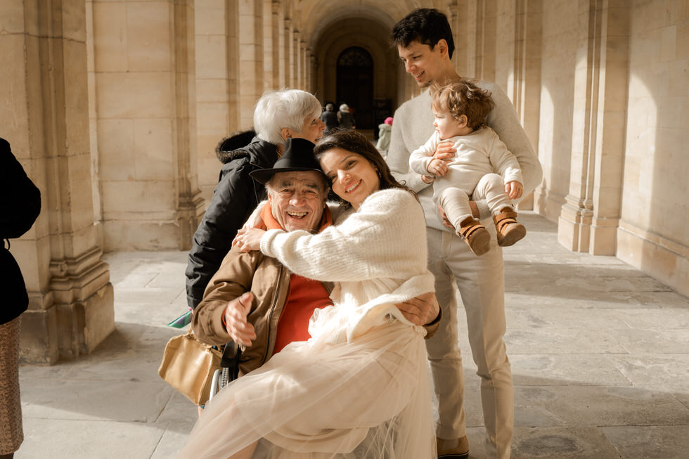 Photo de mariage intergénérationnelle